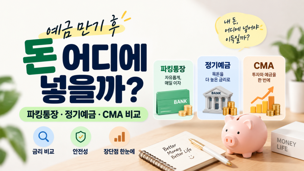 예금 만기 후 돈 어디에 넣을까? 파킹통장·정기예금·CMA 비교 1 정기예금썸네일