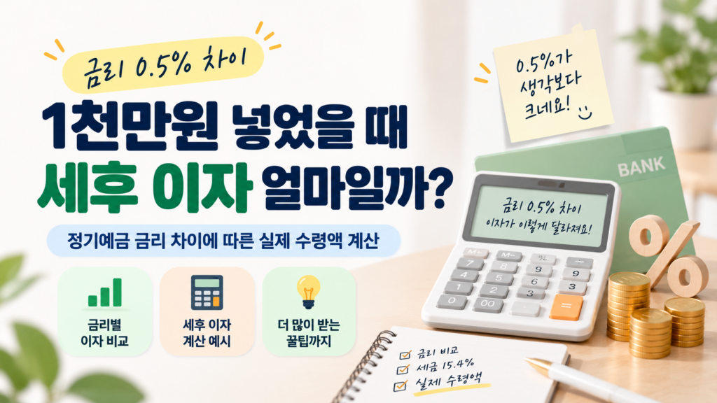 정기예금 금리 0.5% 차이 얼마나 날까? 1천만원 세후 이자 계산 1 이자썸네일