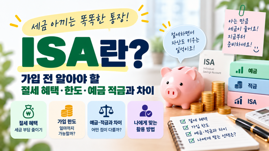 ISA란? 가입 전 알아야 할 절세 혜택·한도·예금 적금과 차이 1 ISA썸네일