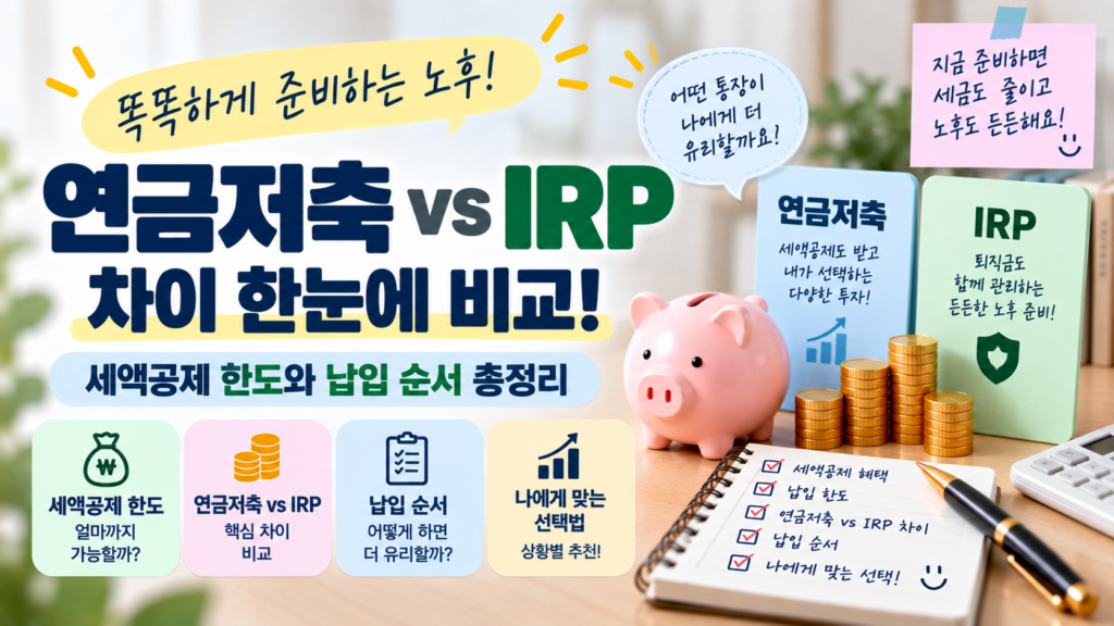 연금저축 vs IRP 차이|세액공제 한도와 납입 순서 총정리 1 IRP썸네일