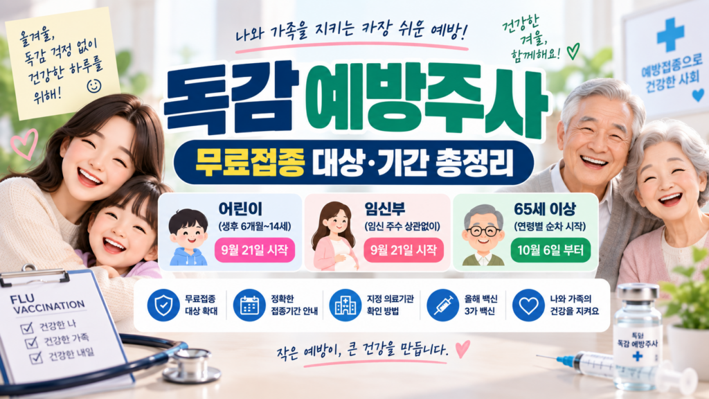 2026 독감 예방접종 무료 대상은? 어린이·임신부·65세 이상 접종기간과 병원 찾기 1 독감예방주사